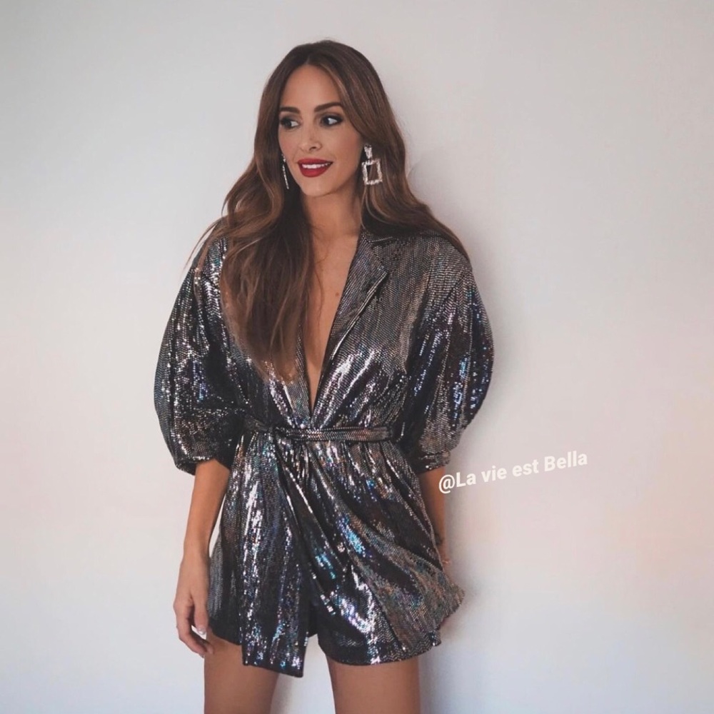 ZARA NWT BELTED SPARKLY JUMPSUIT